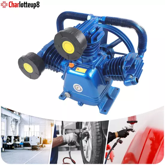 175PSI 10HP 7.5KW W Style 3-Cylinder Air Compressor Pump Motor Head Double Stage