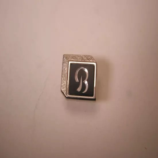 B Monogram Initial Letter Vintage SWANK Tie Tack Lapel Pin bob ben bill bart bur