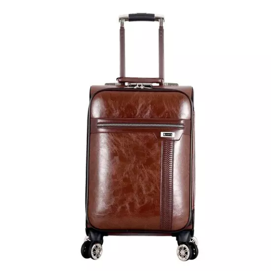 18 Inch 20 Inch Men Travel Suitcase Spinner Trolley leather Rolling wheels