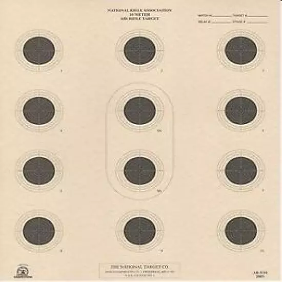 AR-5/10 NRA Official 10 Meter Air Rifle Target (box 1,000) on Heavy Tag Paper