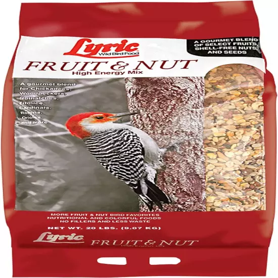 Fruit and Nut Wild Bird Seed - High Energy Wild Bird Food Mix - Attracts Woodpec