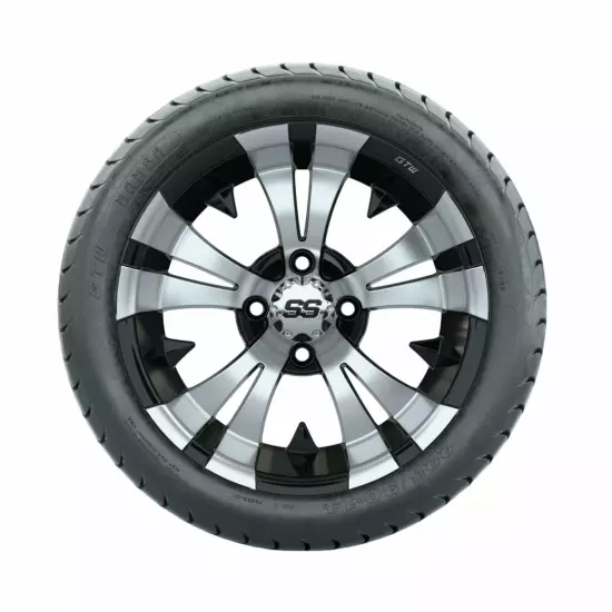 Set of 4 GTW 14" Vampire Machined/Black Wheels on 19" Mamba Street Tires