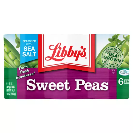 (6 Cans) Libby's Canned Sweet Peas, 15 oz (FREE SHIPPING)