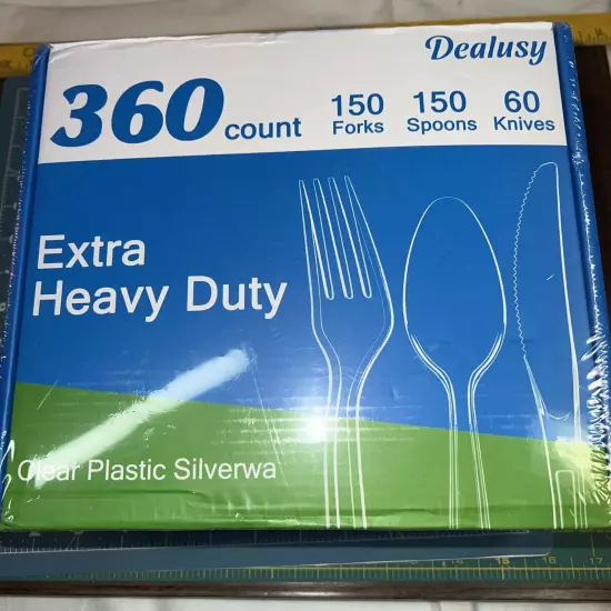 360 Count Extra Heavy Duty Clear Plastic Silverware, Disposable Plastic Utensils