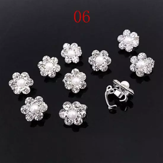 10PC Mini Claw Clamp Sweet Girls Hair Clip Metal Rhinestone Crystal Flower WOMEN