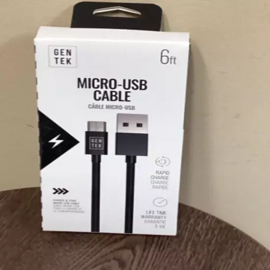 Cables" New in Box. "GenTek" Micro-USB Cable 6ft.