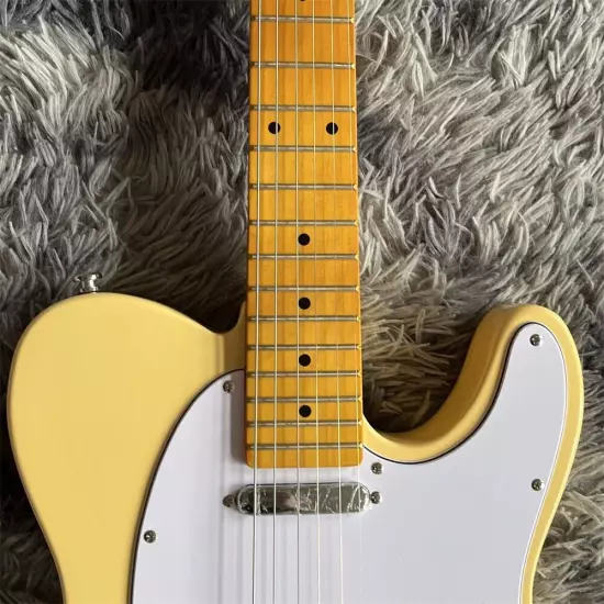 CreamNash yellow telecaster electric guitar with maple neck shipping quickly