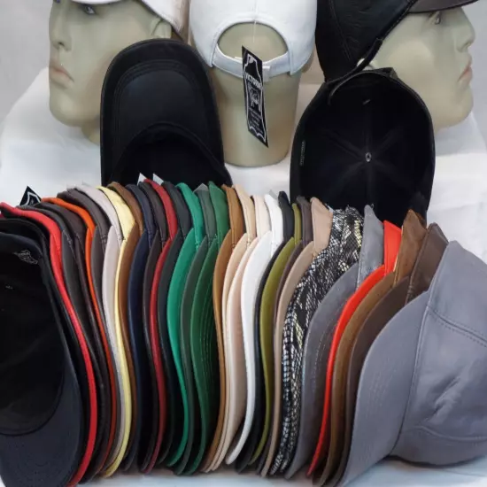 New 100% Real Genuine Lambskin Leather Baseball Cap Hat Sports Visor 32 COLORS