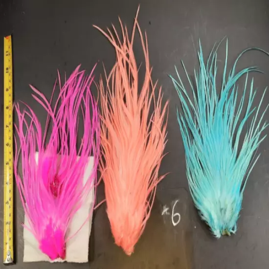 Hot Pink Blue and Peach DRY FLY SADDLE HACKLE Rooster FLY TYING FEATHERS #6