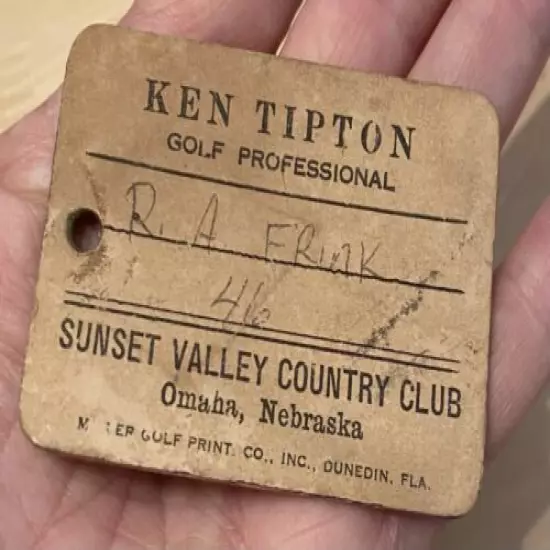 Ken Tipton Golf Professional Sunset Valley Country Club Omaha Nebraska Bag Tag