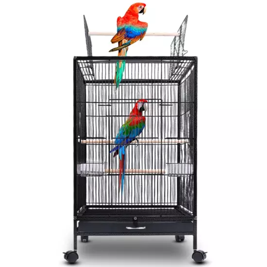 30.31in Iron Bird Cage Stand Wide Top Opening Large Cage For Parrot Parakeets US