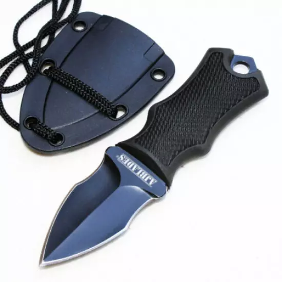 2PC Tactical Black FULL TANG NECK Knife FIXED BLADE MILITARY DAGGER [327 & 331]