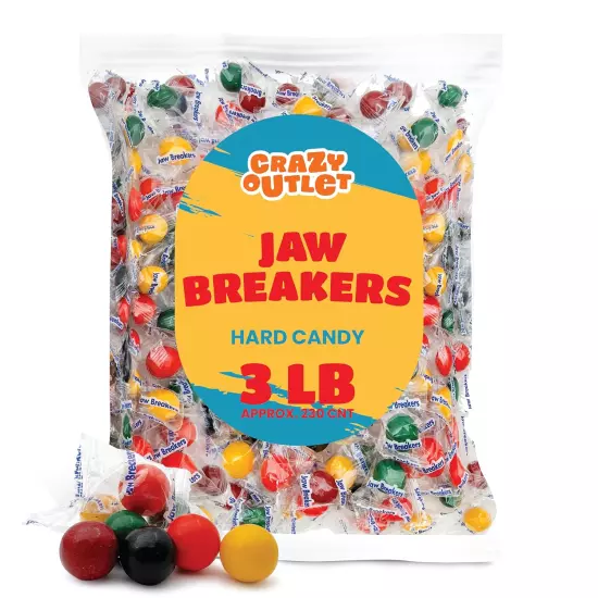 Jaw Breakers Hard Candy, Individually Wrapped, Bulk Pack 3 Pounds 