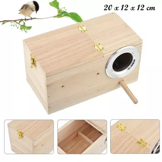 Wooden Bird Breeding Cage Nesting Box Hatching Nest Parakeet Budgie Finches Cage