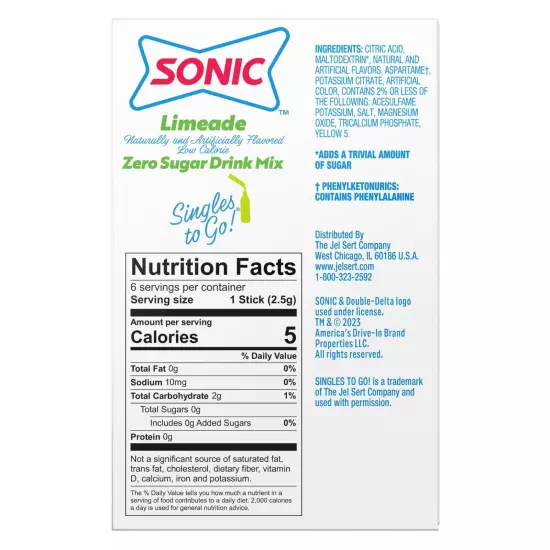 Sonic singles to Go! Drink Mix Variety Pack - Sonic Limeade, Ocean Water, Cherry