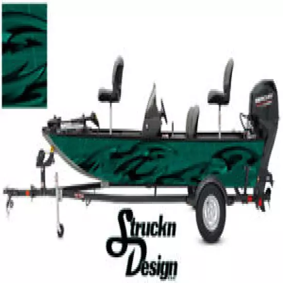 Graphic Pontoon Wrap Teal USA Tribal Fishing Abstract Bass Boat Fish Decal Vinyl