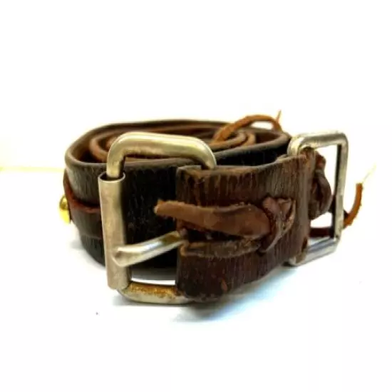 Mountain Man Heavy Leather Rendezvous Belt, Copper & Brass Rivets, Steel Buckle