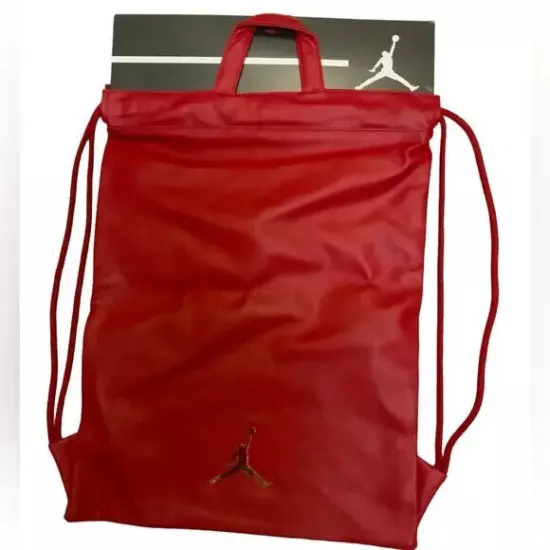 Nike Jordan Jumpman Unisex Faux Red Leather Drawstring Sack Pack 9A0191 R78 NEW