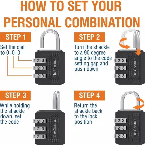 Padlock with 3 Digit Combination - Outdoor Weatherproof Combination Lock - Ke...