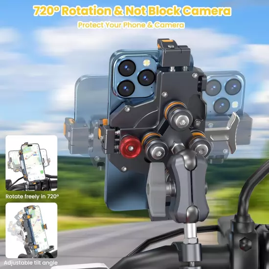 Aluminum Motorcycle Phone Mount Vibration Dampener High-Speed Secure Lock Cradle