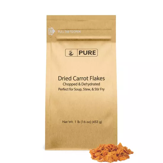 Dried Carrot Flakes (1 Lb) Soups & Stews, Diced & Ready to Use.