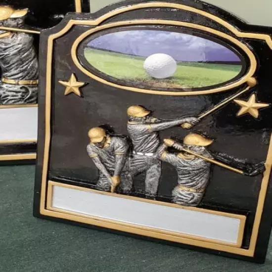 Set of 3 - 1st, 2nd & 3rd NEW GOLF awards, plaque, hangs or stands w/ engraving