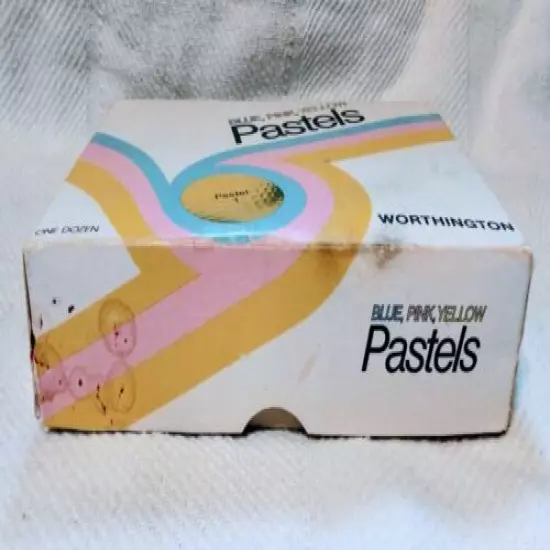 NIB NOS Vtg Worthington Pastels Blue Pink Yellow Golf Balls Dozen With Box