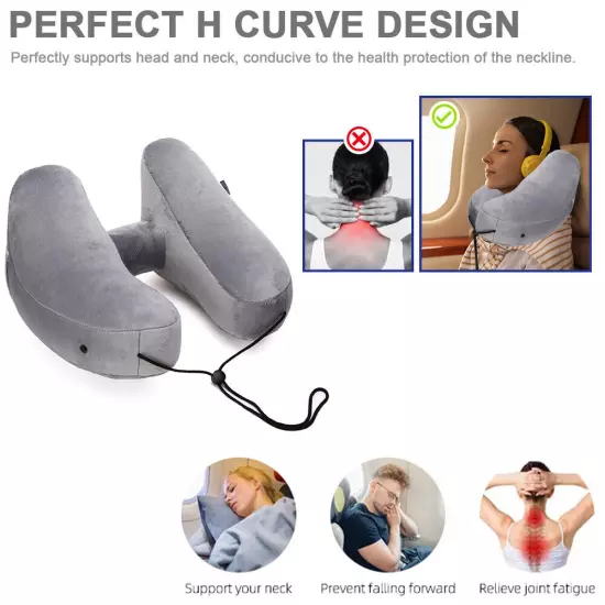 Inflatable Travel Pillow Set for Airplane - Neck Pillow for Airplane With Hat