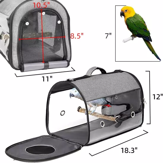 Lightweight Bird Parrot Carrier Travel Bag with Perch Stand, Waterproof Pads, fo