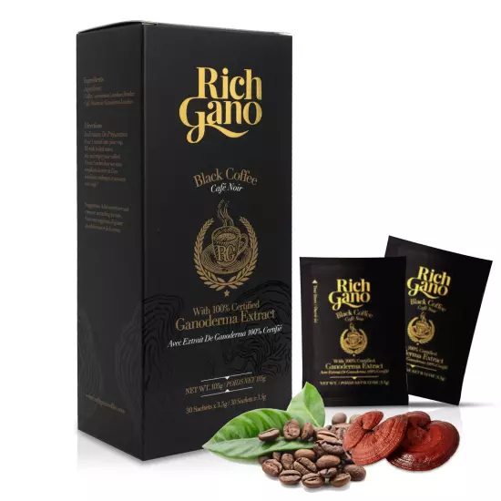 12 boxes Rich Gano Gold Black Coffee Premium Gourmet Mushroom Reishi Ganoderma