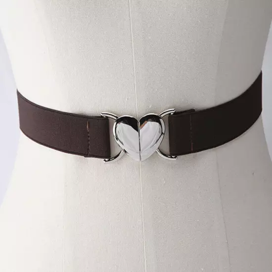 Womens Belt Stretch Elastic Skinny Waist Ladies Dress Waistband Metal Buckle □