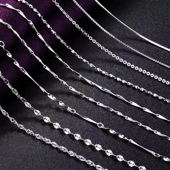 Wholesale Real 925 Sterling Silver Necklace Chains For Pendants Jewelry 16"-24"