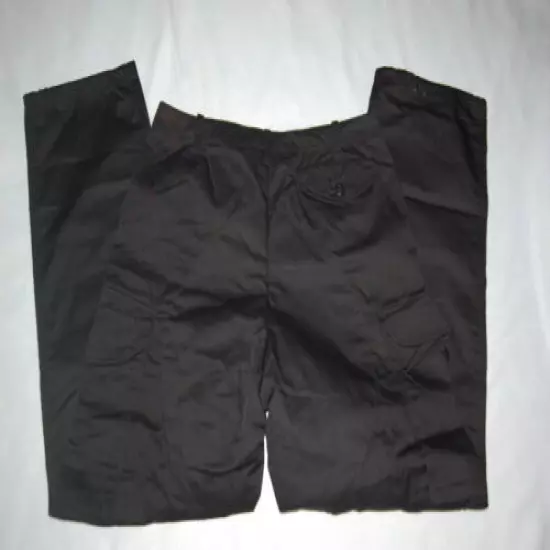 Mens Pants WORK HUNTING Heavy Duty TWILL CARGO Drawstring Legs BLACK 36x32.5