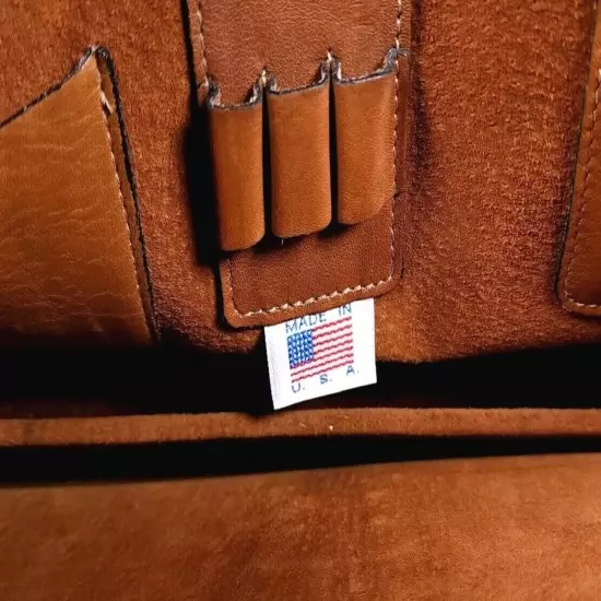 Vintage Tan Soft Leather Briefcase Messenger Bag Made In USA