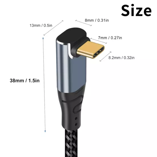 90 Degree Type C to Type C Cable 3.3FT/1M, 240W USB C Charging Cord, USB