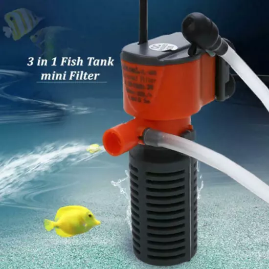 3 in 1 Aquarium Filter Submersible Oxygen Internal Fish Tank Water 2024