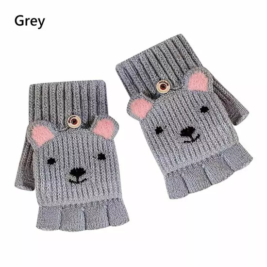 Knitted Mittens Thermal Winter Gloves Kids Gloves Fingerless Gloves Convertible