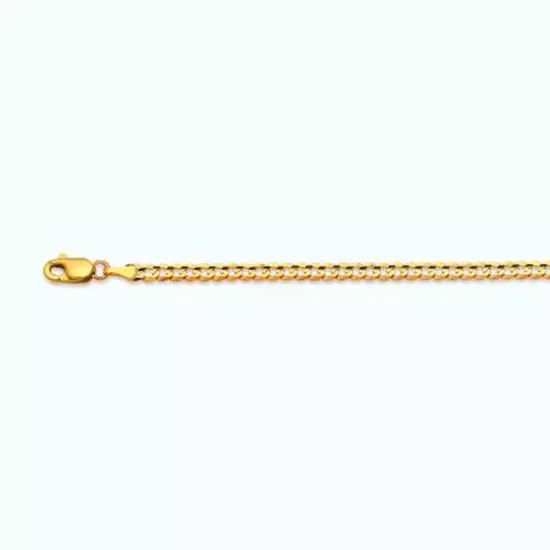 14k Yellow Gold 2.5mm Solid Curb Chain Necklace Size 16"-30"