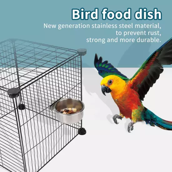 2pcs VVNIAA Stainless Steel Bird Bowls with Clamp, Durable Water Bowl,... 