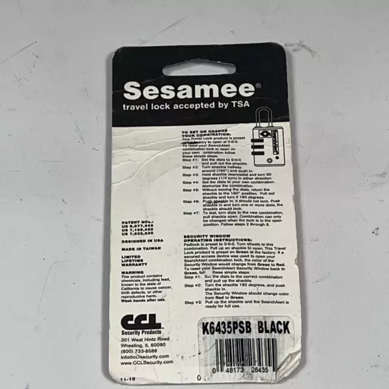 Sesamee combination Travel Lock Search Alert