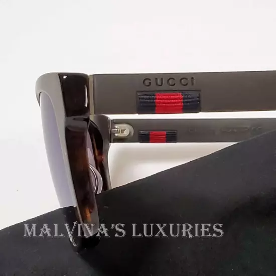 GUCCI SUNGLASSES GG0008SA 003 SQUARE TORTOISESHELL WEB DETAIL MENS