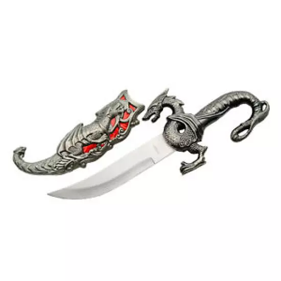 11" Fantasy Red Dragon Dagger Sword Display Knife Stainless Blade Great Gift