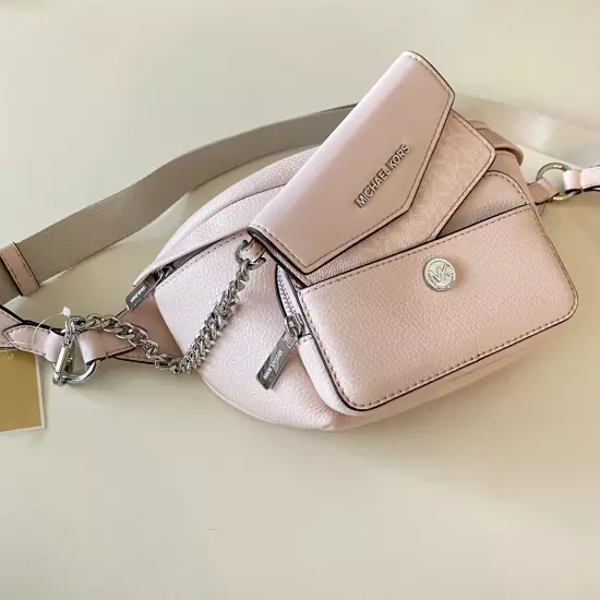 Michael Kors Maisie Large 2 in 1 Waistpack Leather Light Powder Blush NWT