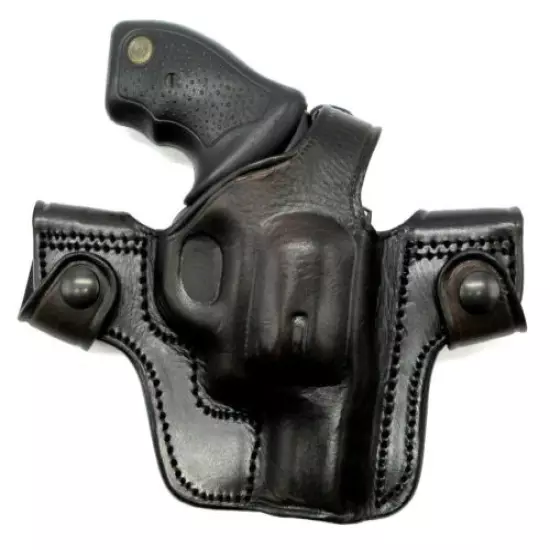 TEXAS 1836 Right Hand Leather Dual Snap Thumb Break Belt Holster for S&W J-FRAME