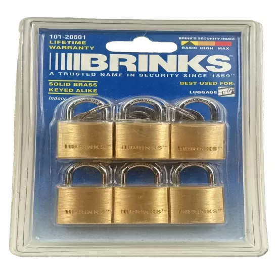 Brinks Luggage Locks 6 Pack 101-20601 TSA Approved Solid Brass a6-