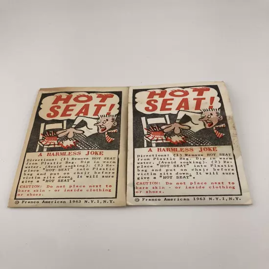 Vintage 1960's Hot Seat Novelty Gag Lot of 2 New in Pack Franco American NY