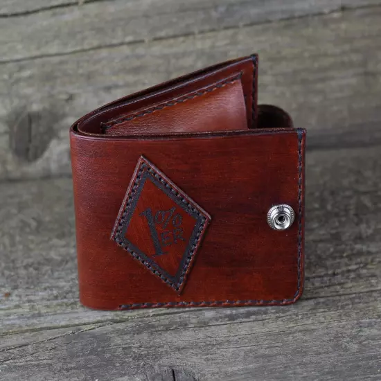 1% Biker wallet, leather card wallet, coin wallet, brown card holder wallet.