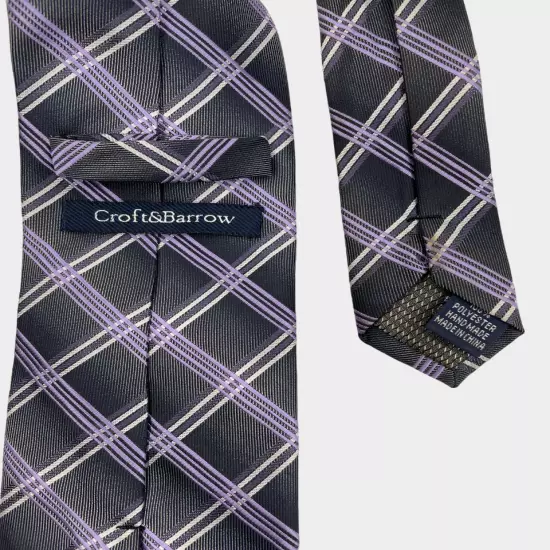 Croft & Barrow Purple Gray Geometric Diamonds Necktie Tie 3.2" x 59"