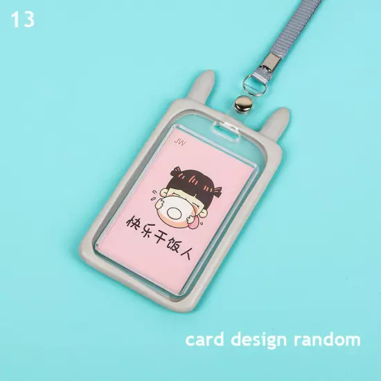 Cute Cat Ear ID Card Holder Retractable Reel Lanyard Credit Cover Case Kids Gift