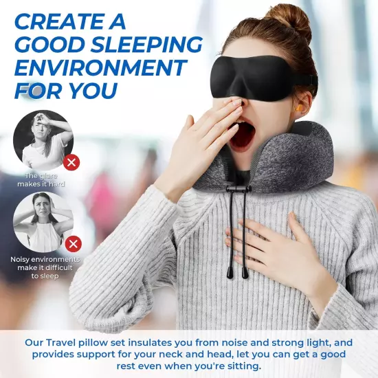 Travel Pillow, Travel Pillows for Sleeping Airplane, Removable Cover Neck Pillow